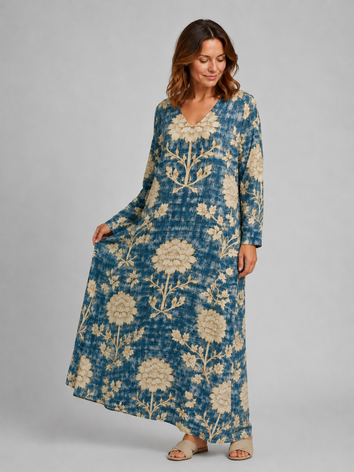Women’s Floral Midi Dress with Pockets