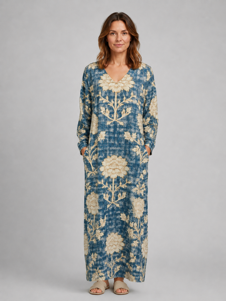 Women’s Floral Midi Dress with Pockets