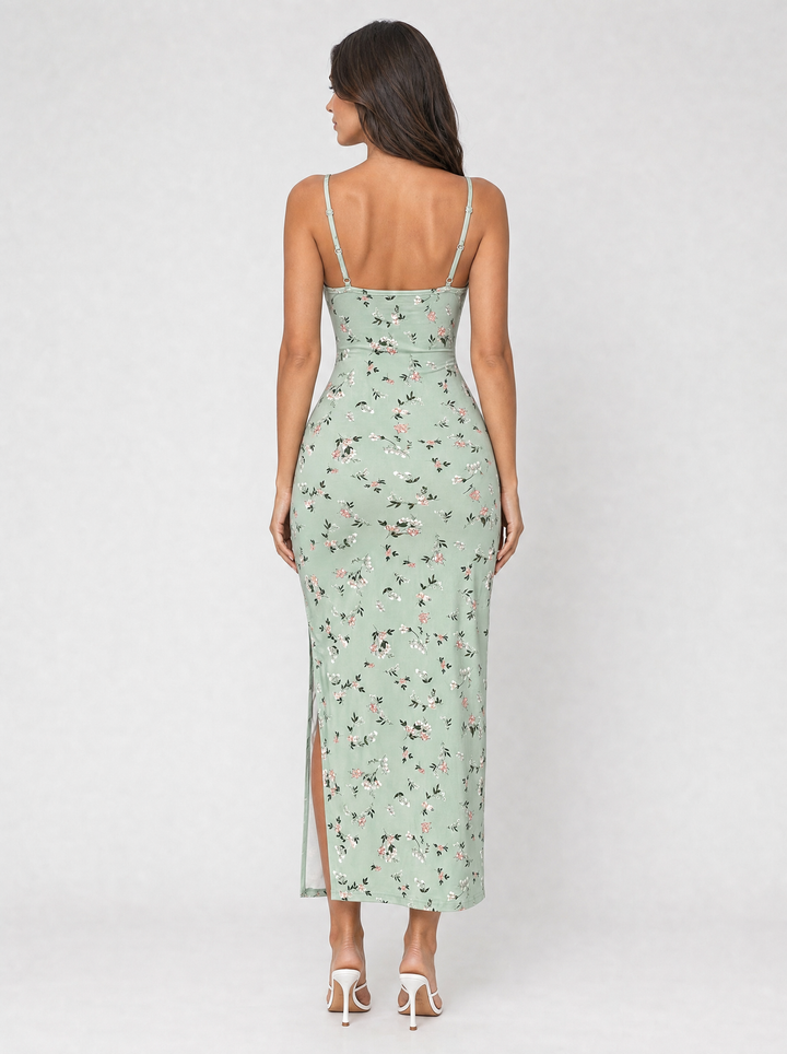 Women’s Floral Midi Dress with Side Split