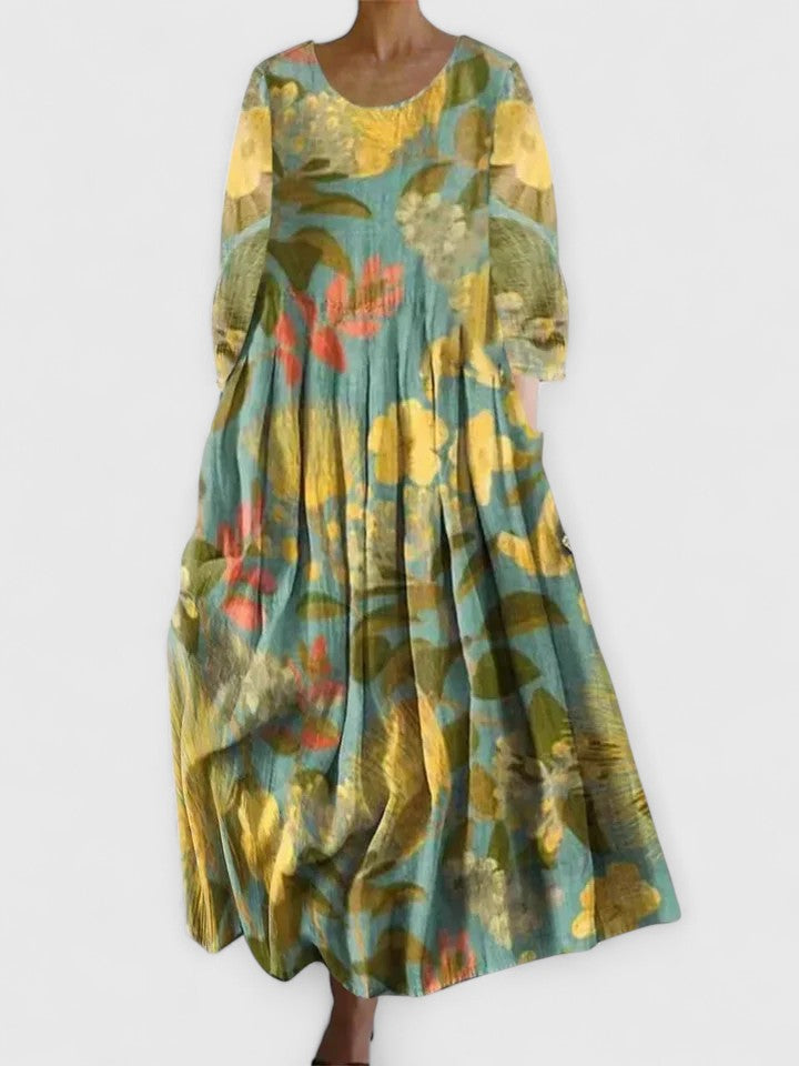 Women's Floral Midi Dress with Tailored Silhouette