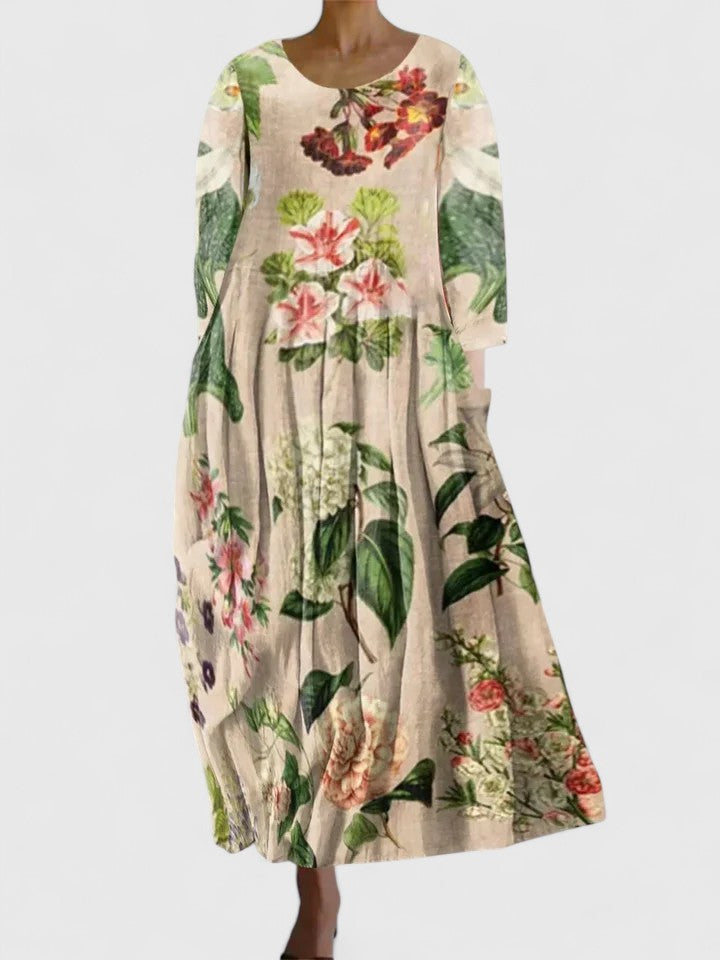 Women's Floral Midi Dress with Tailored Silhouette