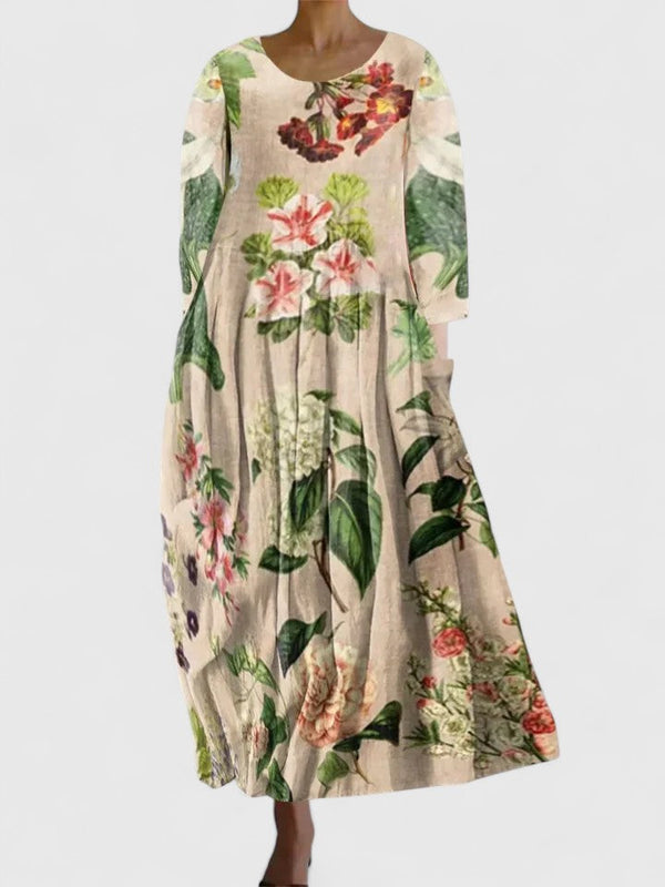 Women's Floral Midi Dress with Tailored Silhouette