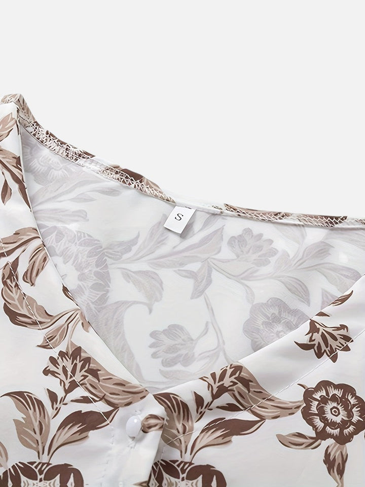 Women’s Floral Midi Dress with V-Neck