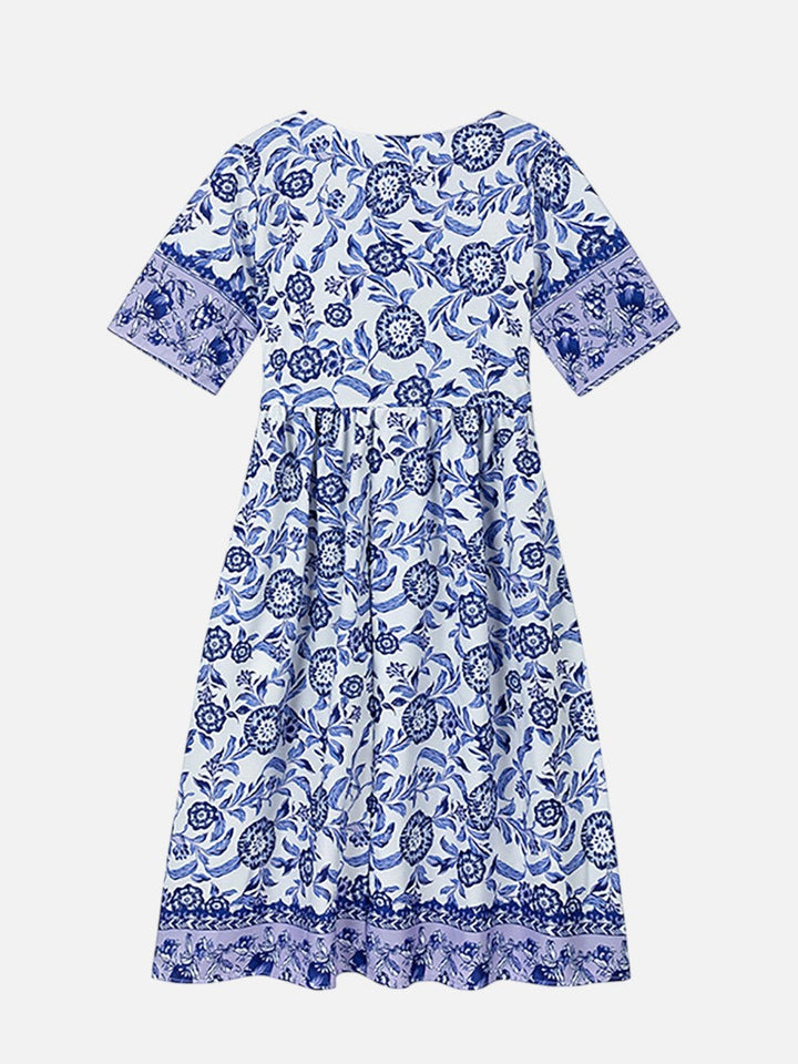 Women’s Floral Midi Dress with V-Neck