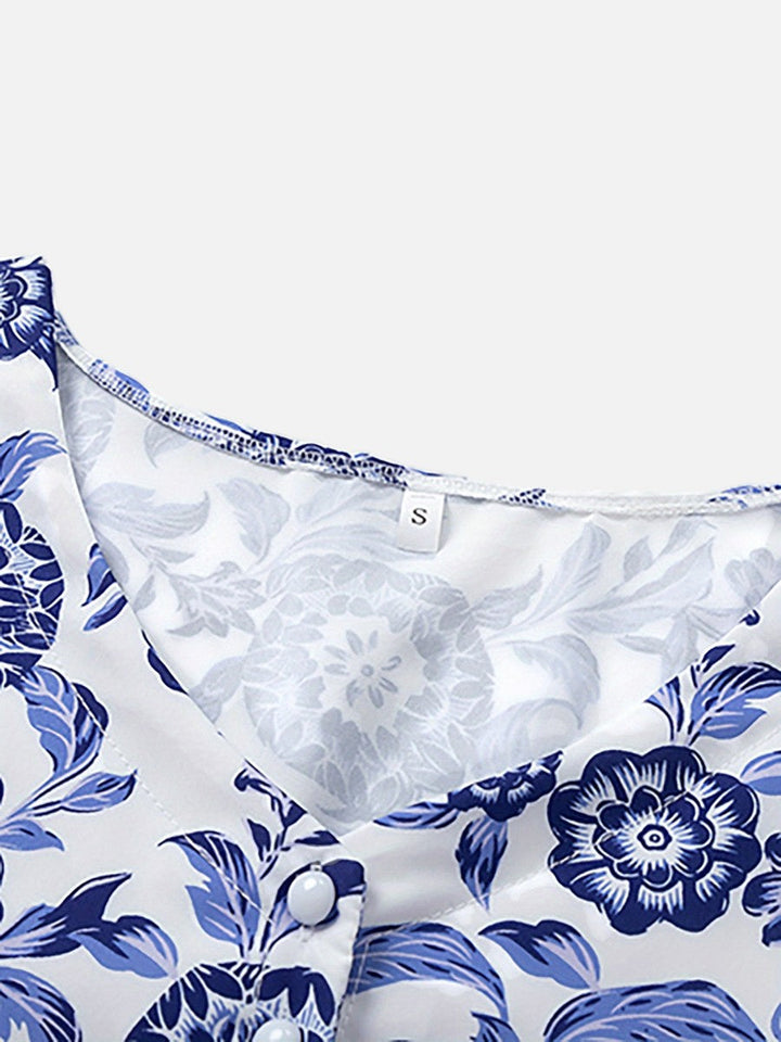 Women’s Floral Midi Dress with V-Neck