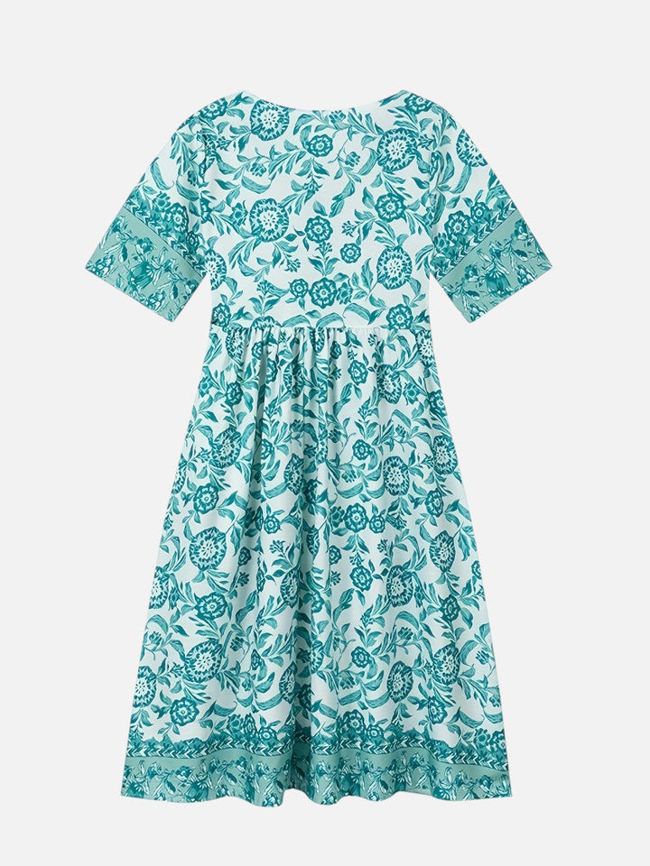 Women’s Floral Midi Dress with V-Neck