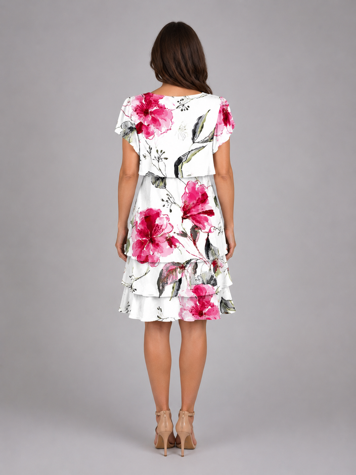 Women’s Floral Mini Dress with Layered Ruffles