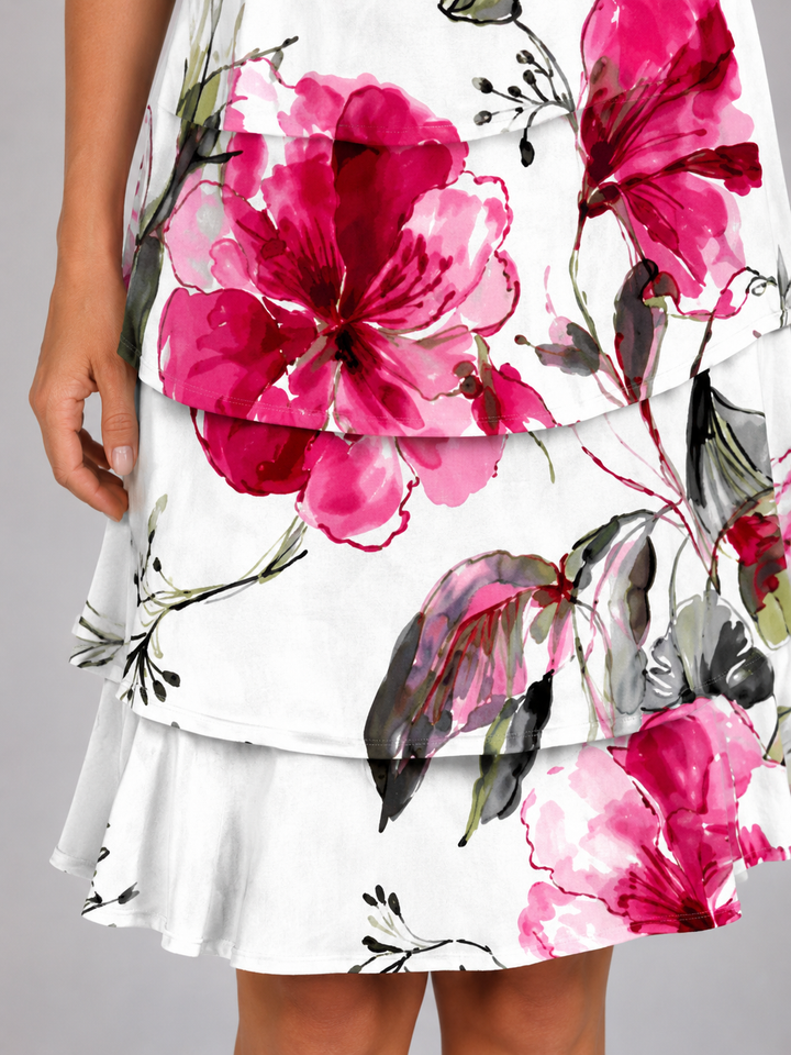 Women’s Floral Mini Dress with Layered Ruffles