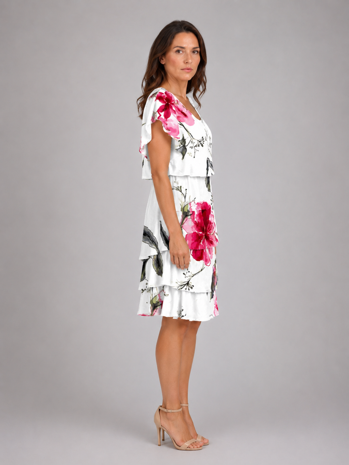 Women’s Floral Mini Dress with Layered Ruffles