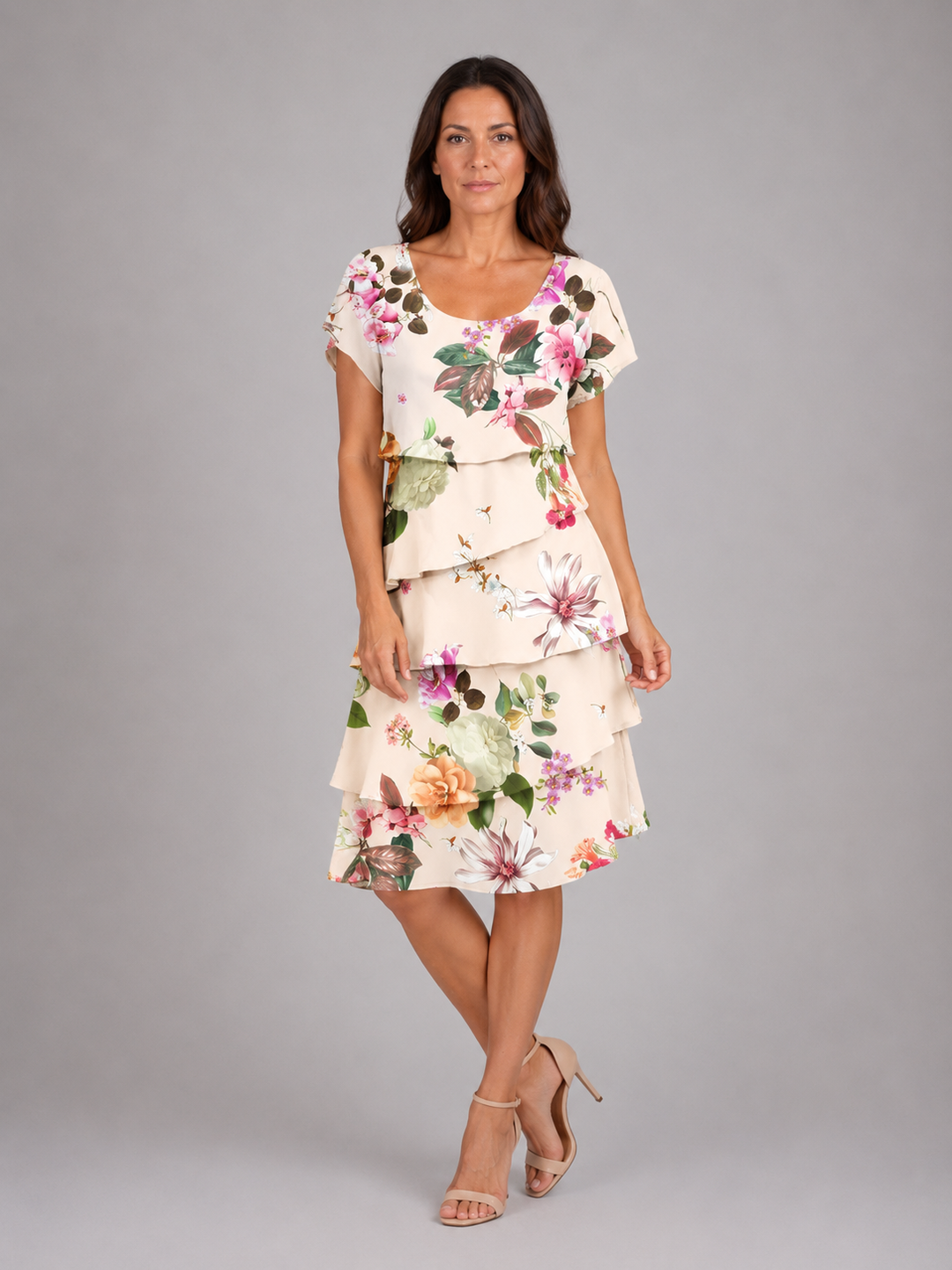 Women’s Floral Mini Dress with Layered Ruffles