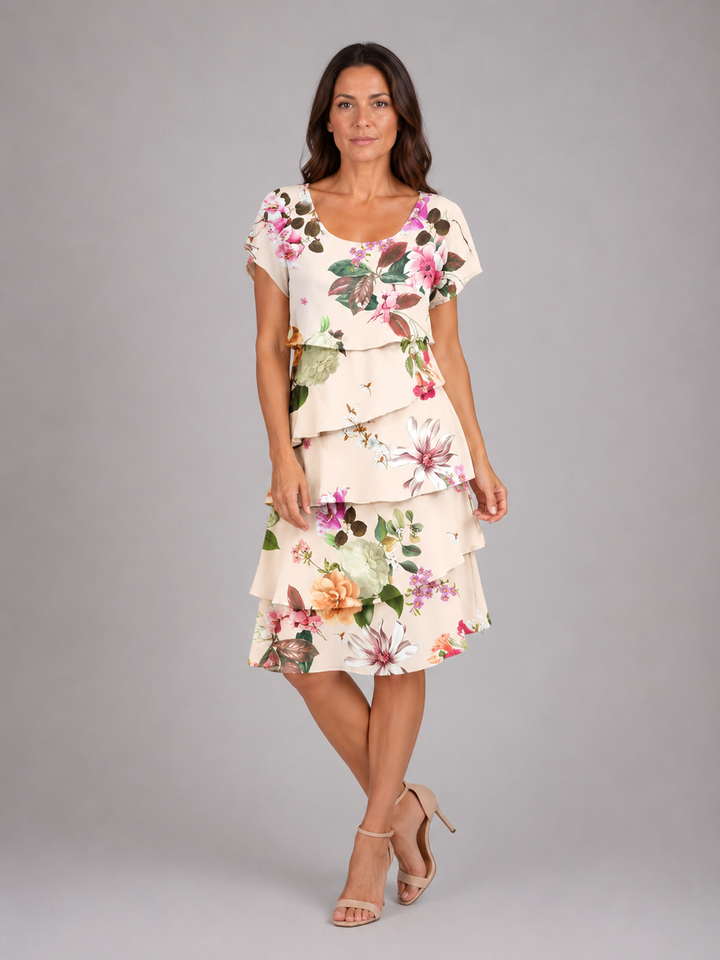 Women’s Floral Mini Dress with Layered Ruffles