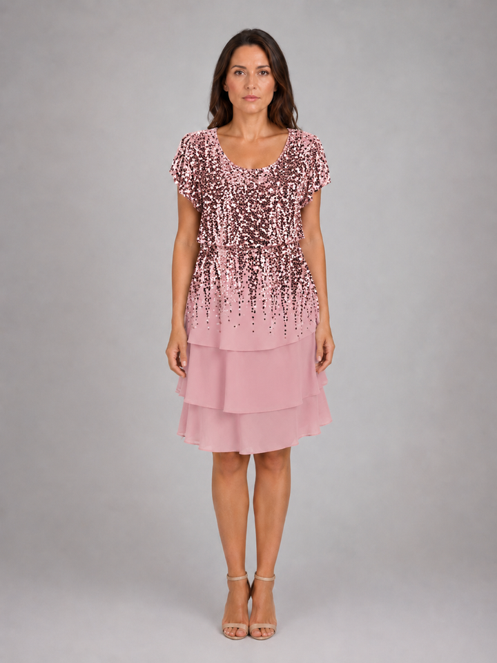 Women’s Floral Mini Dress with Layered Ruffles