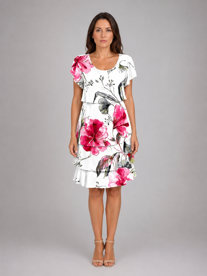 Women’s Floral Mini Dress with Layered Ruffles