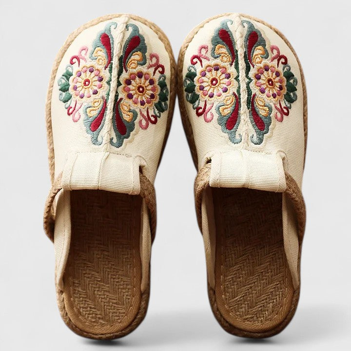 Women's Floral Mules with Embroidered Detail for Casual Wear