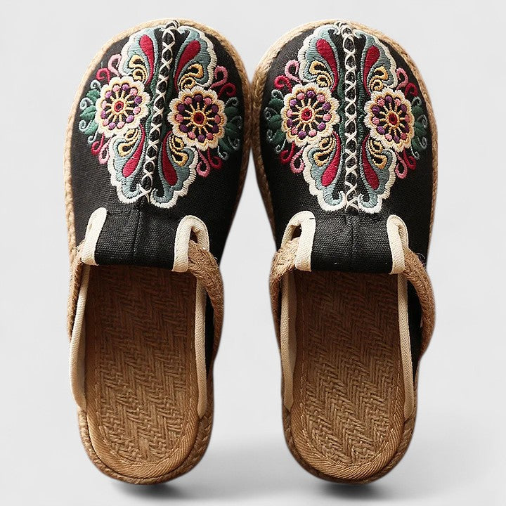 Women's Floral Mules with Embroidered Detail for Casual Wear