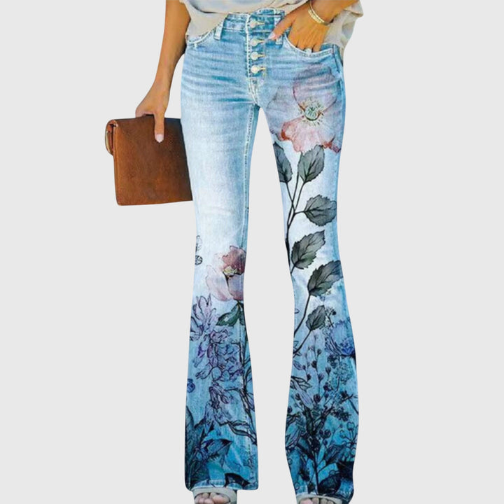 Women's Floral Pants with Button Detailing for Everyday