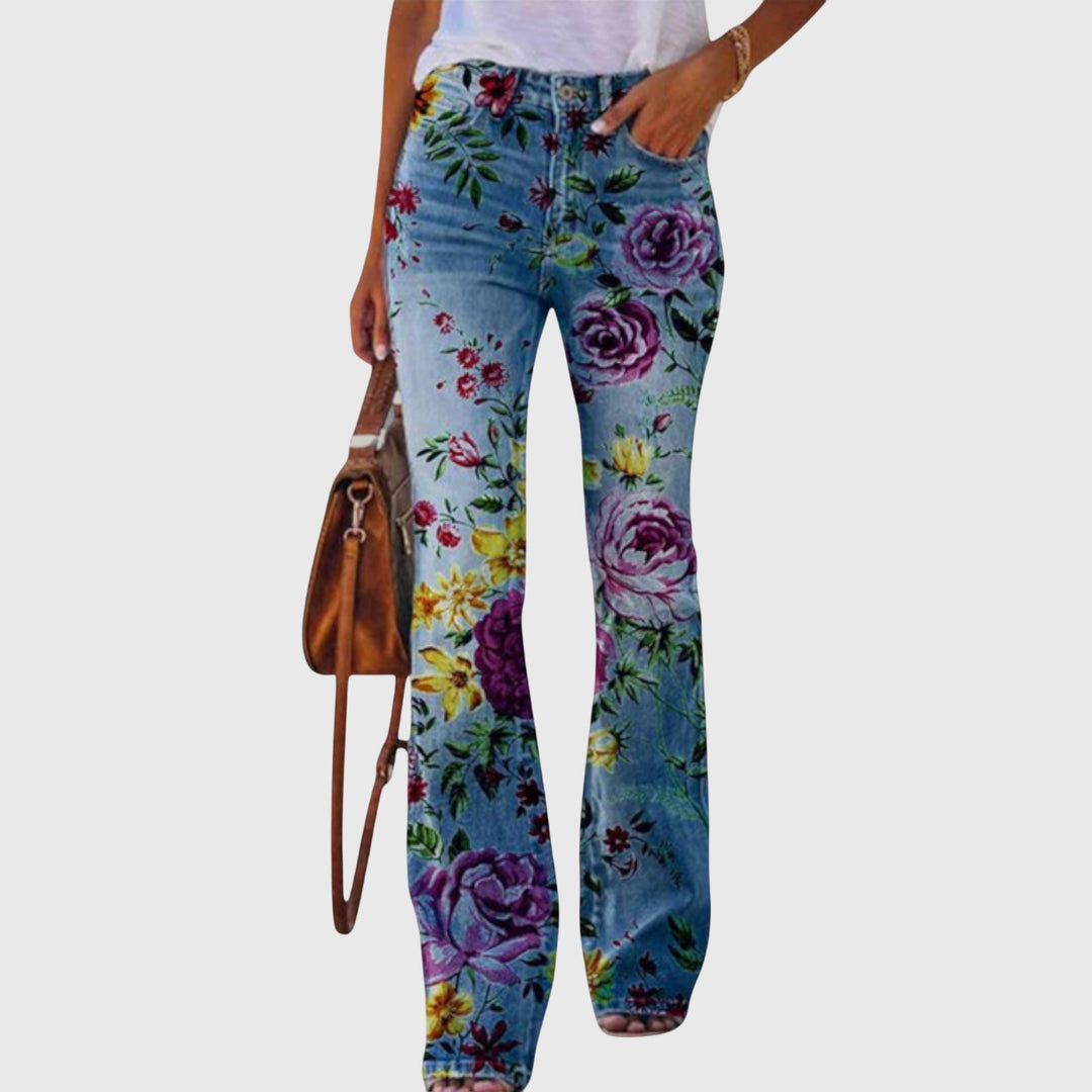 Women's Floral Pants with Button Detailing for Everyday