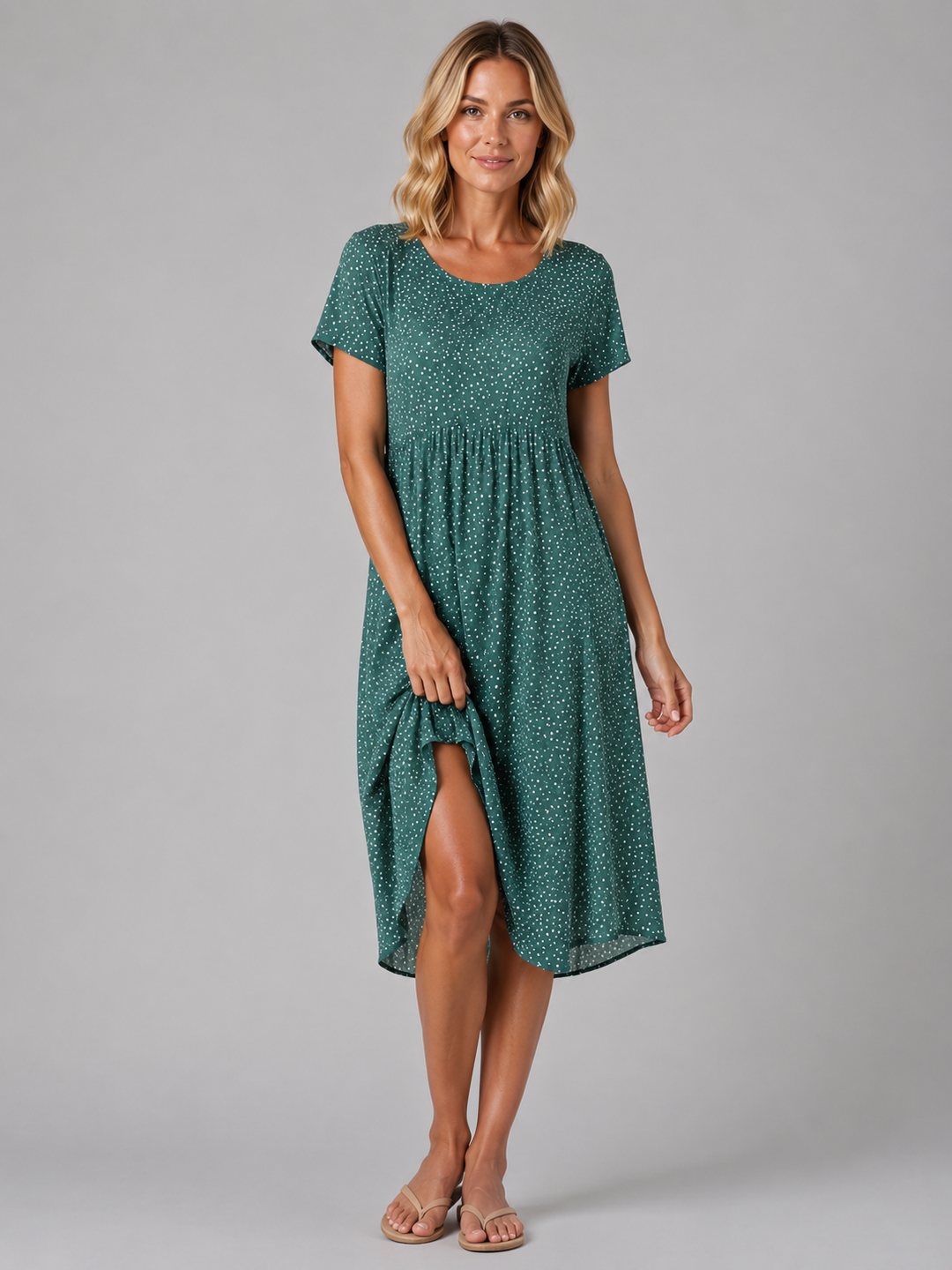 Women’s Floral Print Midi Dress with V-Neck