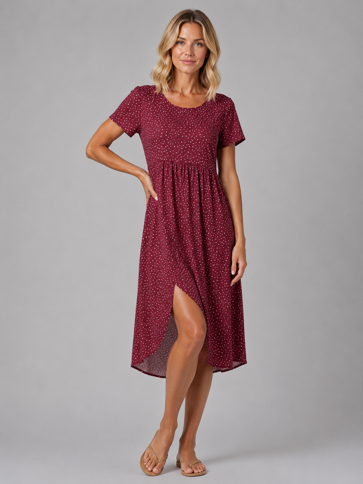 Women’s Floral Print Midi Dress with V-Neck