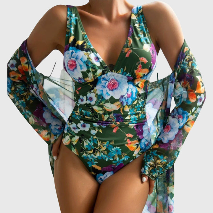 Women's Floral Print Swimsuit Set with Secure Straps for Beach D