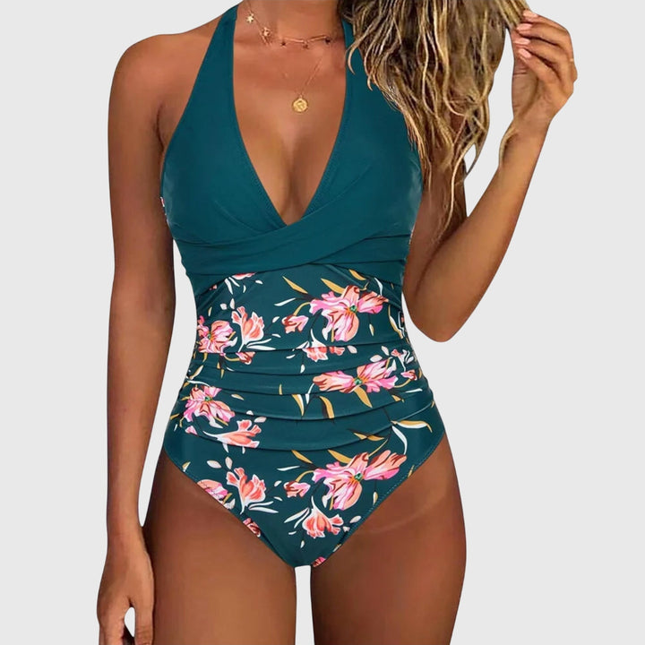 Women's Floral Swimsuit with V-Neck for Beach Days