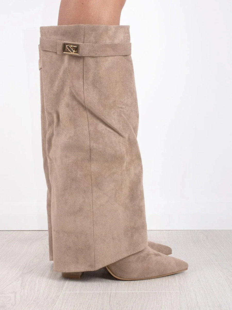 Women’s Fold-Over Boots with Golden Detail