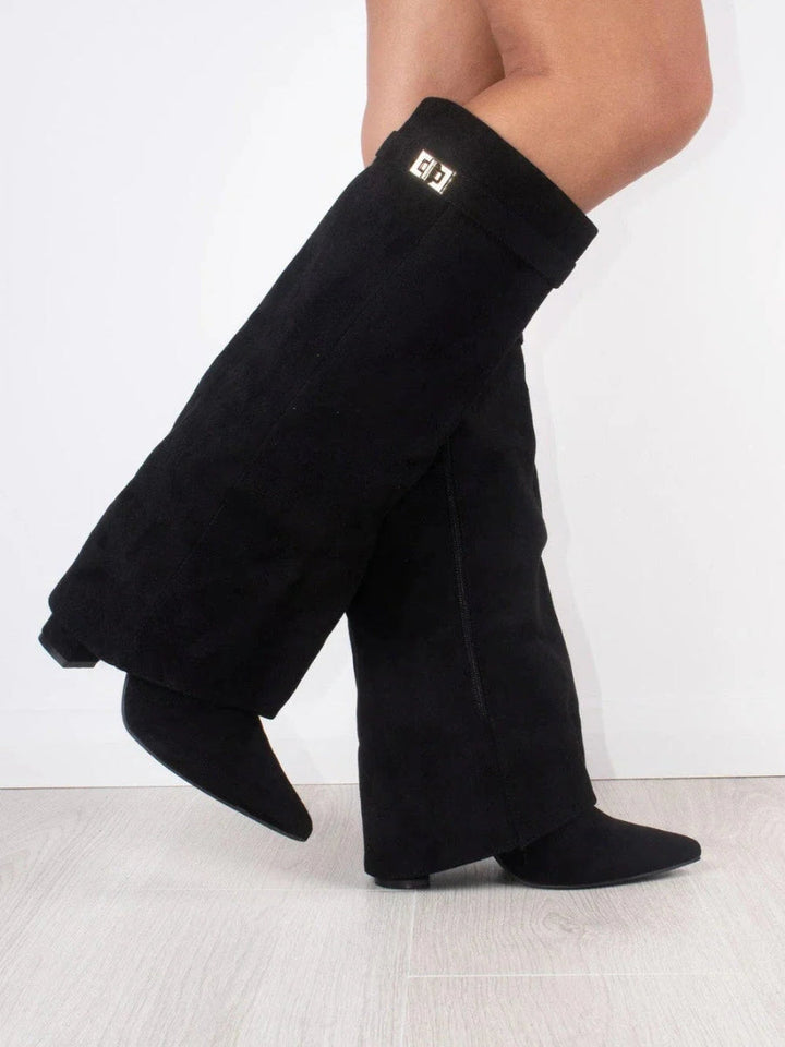 Women’s Fold-Over Boots with Golden Detail