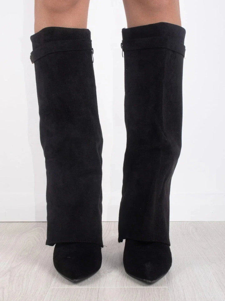Women’s Fold-Over Boots with Golden Detail