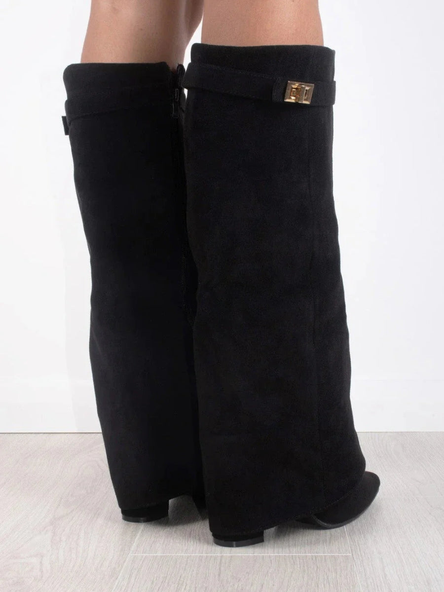 Women’s Fold-Over Boots with Golden Detail