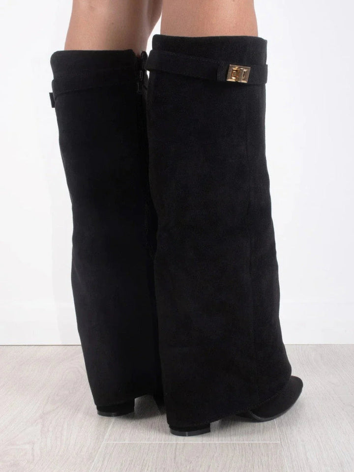 Women’s Fold-Over Boots with Golden Detail