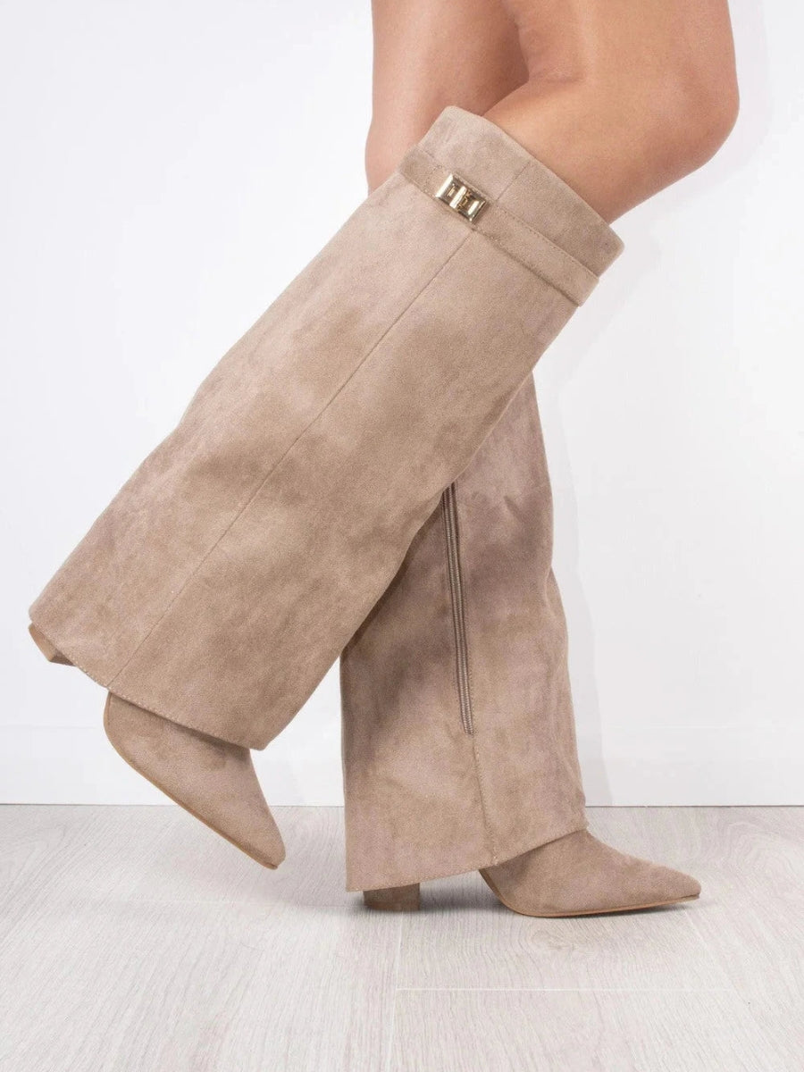 Women’s Fold-Over Boots with Golden Detail