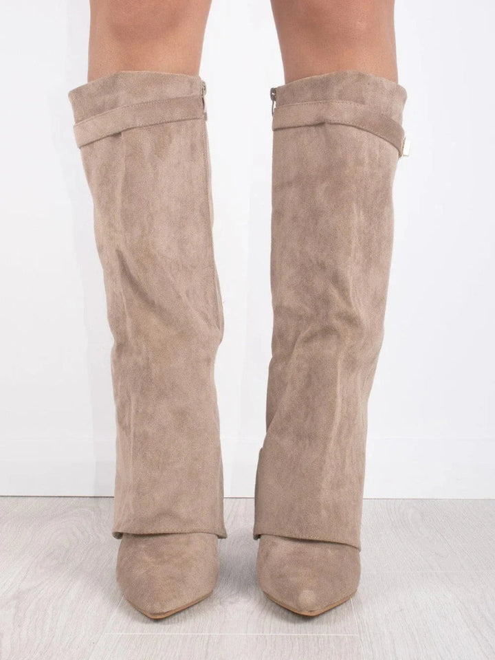 Women’s Fold-Over Boots with Golden Detail