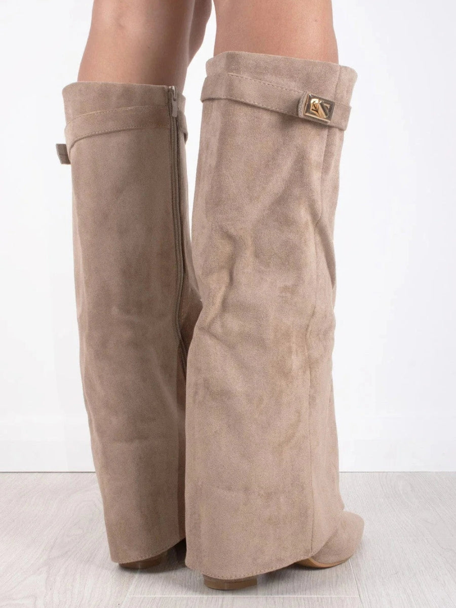 Women’s Fold-Over Boots with Golden Detail