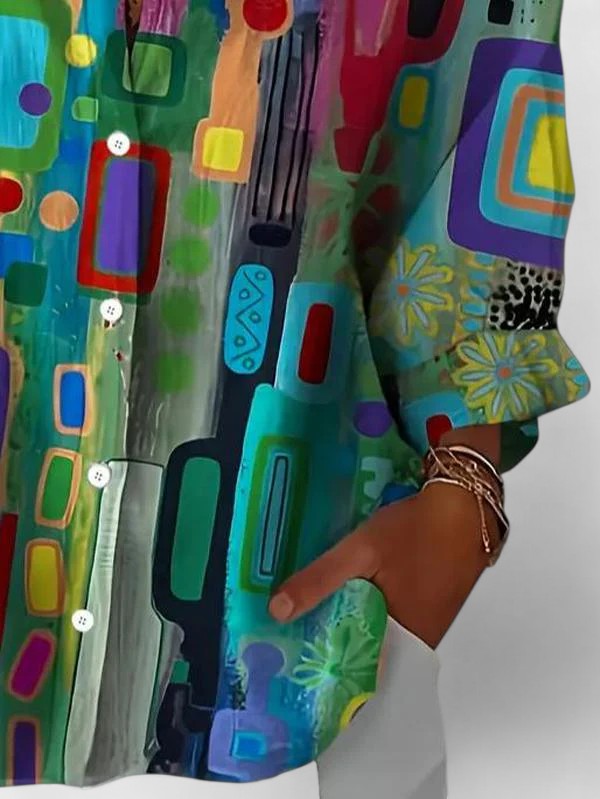 Women’s Geometric Pattern Blouse with Colourful Print