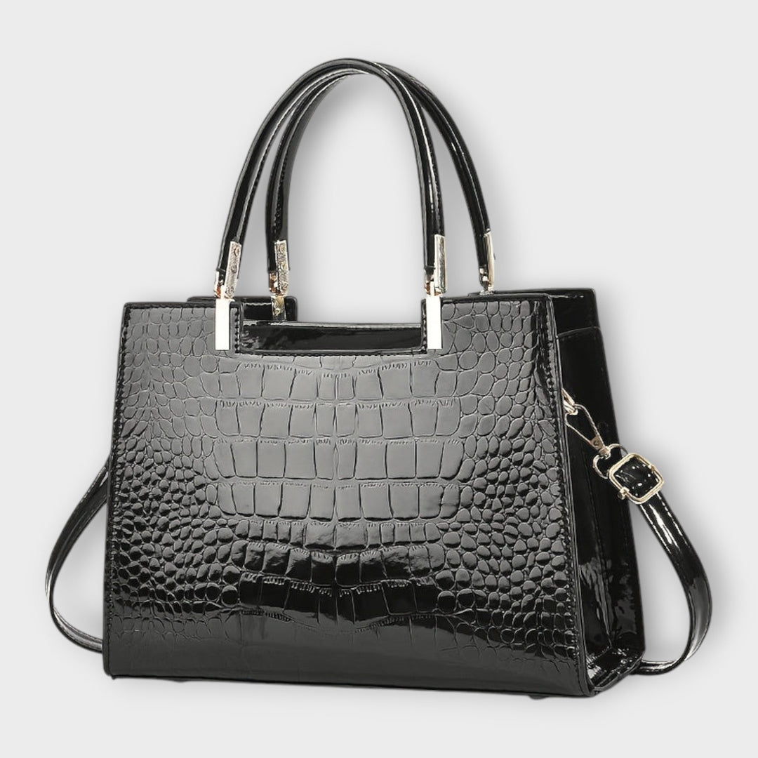 Women's Glossy Crocodile Handbag with Shine for Workdays