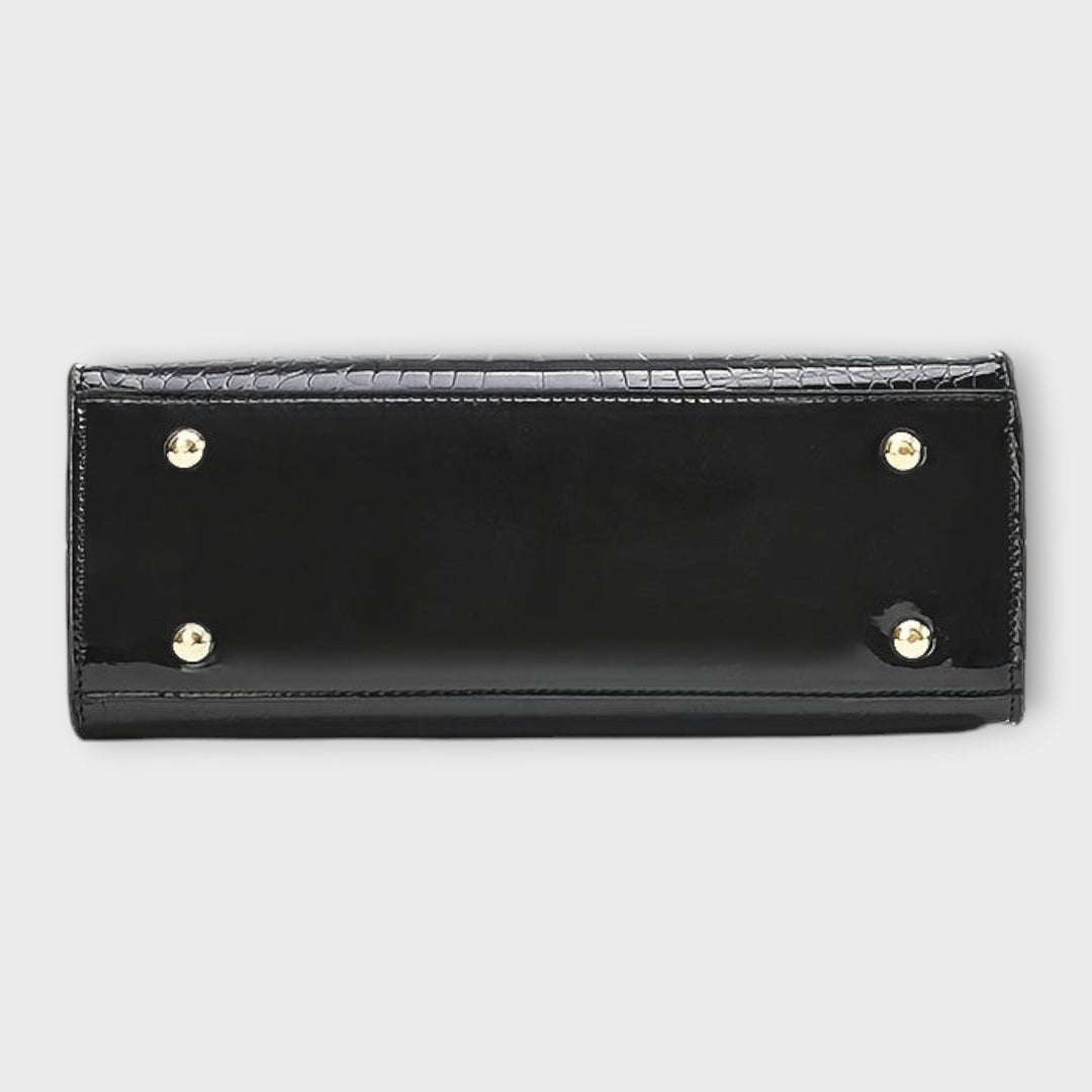Women's Glossy Crocodile Handbag with Shine for Workdays
