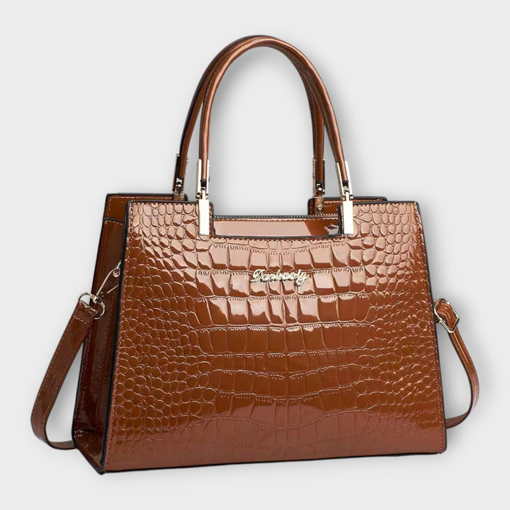 Women's Glossy Crocodile Handbag with Shine for Workdays