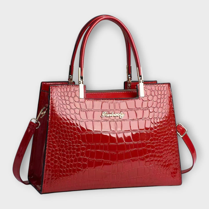 Women's Glossy Crocodile Handbag with Shine for Workdays