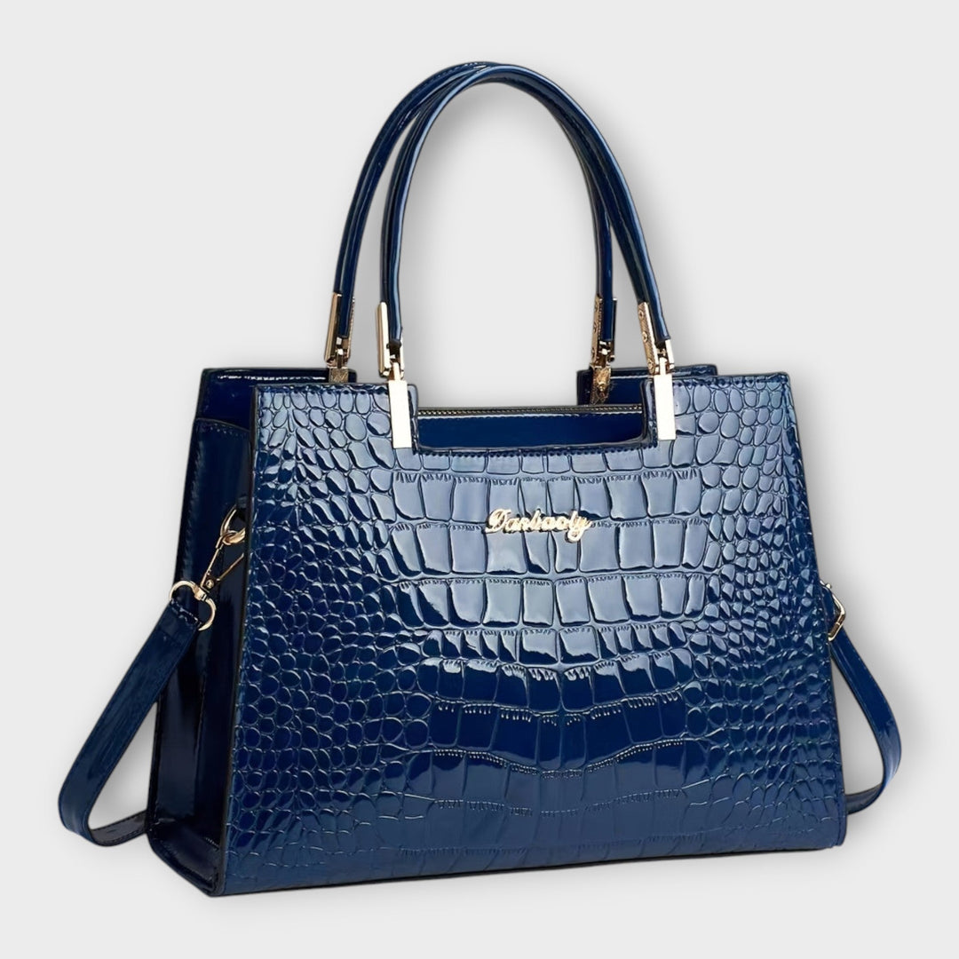 Women's Glossy Crocodile Handbag with Shine for Workdays