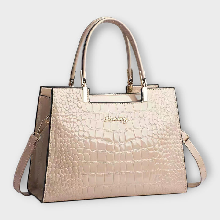 Women's Glossy Crocodile Handbag with Shine for Workdays