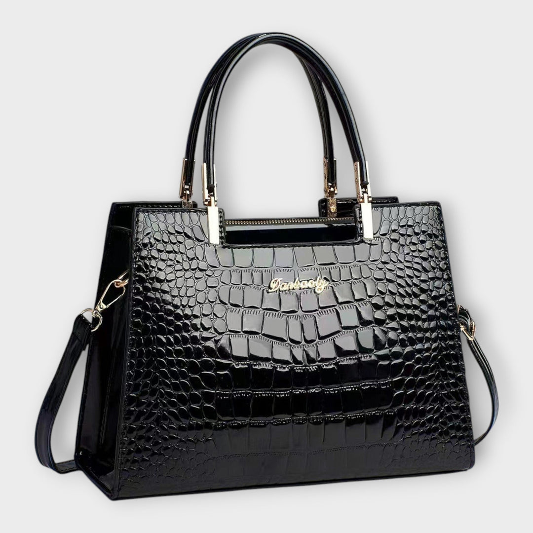 Women's Glossy Crocodile Handbag with Shine for Workdays