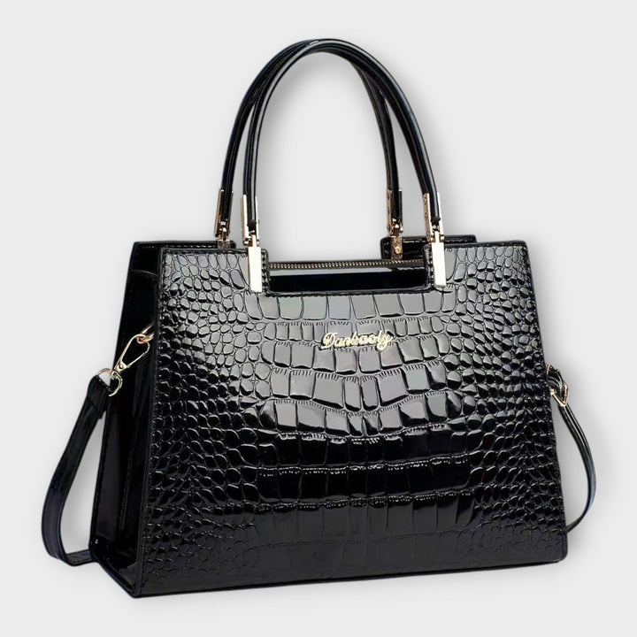 Women's Glossy Crocodile Handbag with Shine for Workdays