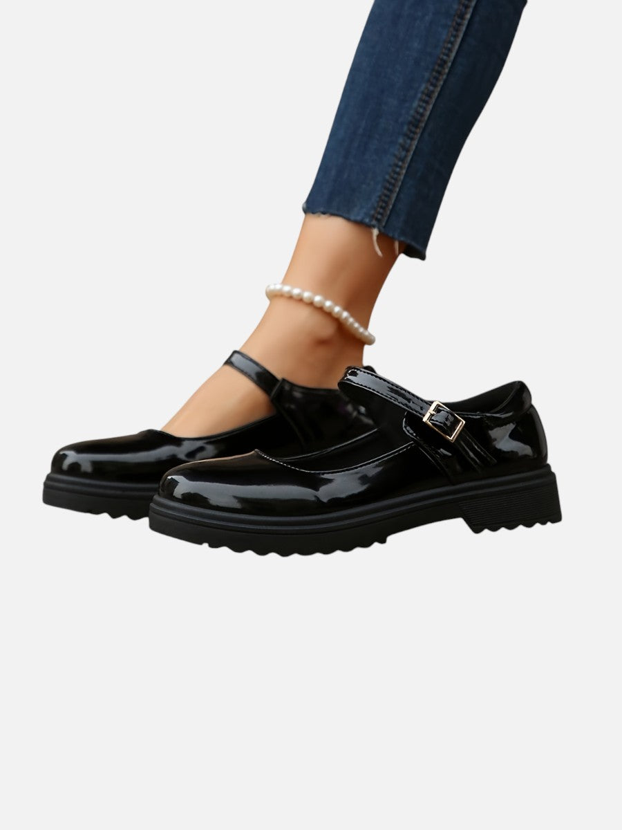 Women’s Glossy Mary Jane Loafers with Comfort