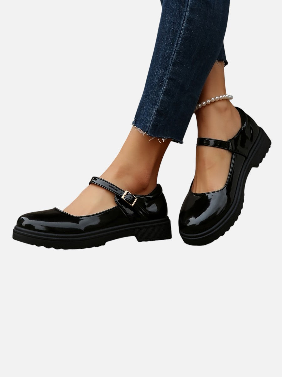 Women’s Glossy Mary Jane Loafers with Comfort