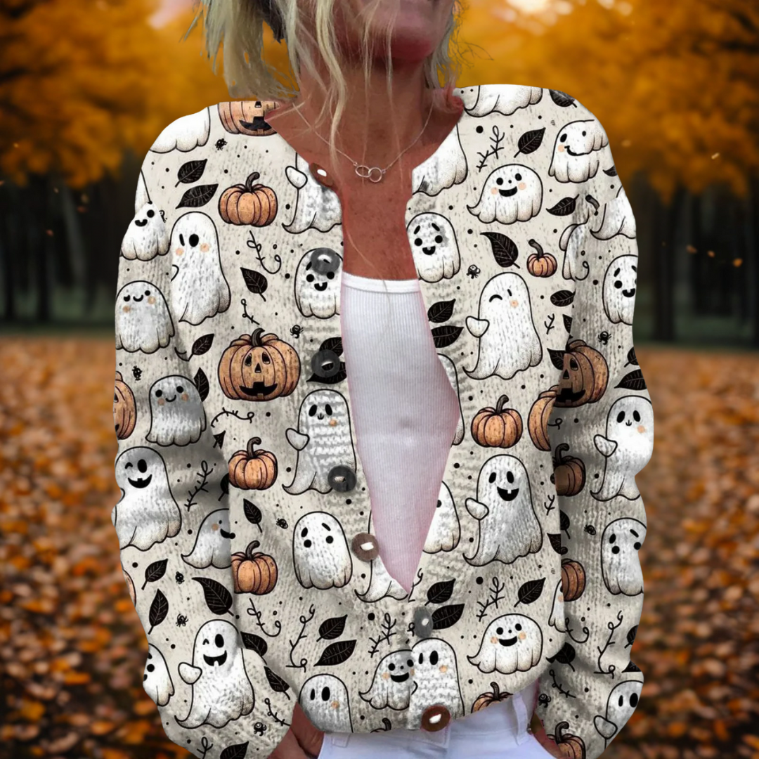 Women's Halloween Cardigan with Cozy Drape for Crisp Autumn