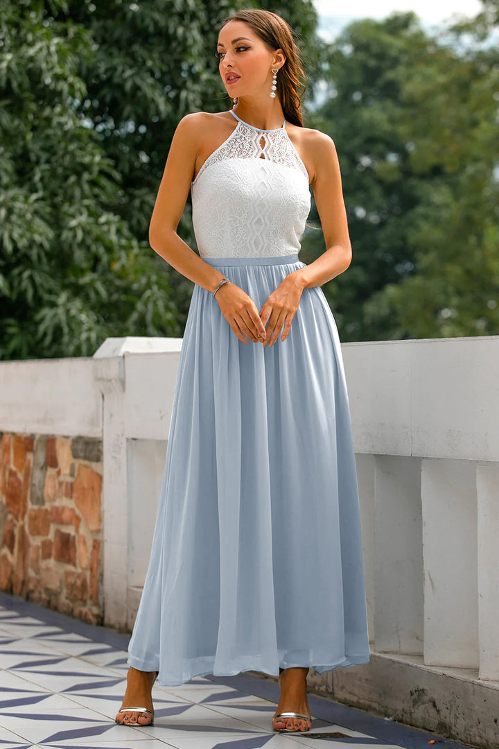 Women's Halter Maxi Dress with Flowing Skirt for Weddings