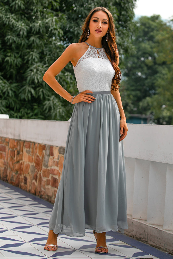 Women's Halter Maxi Dress with Flowing Skirt for Weddings
