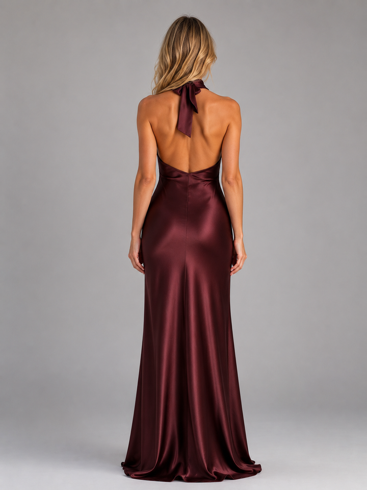 Women’s Halter Maxi Dress with Open Back