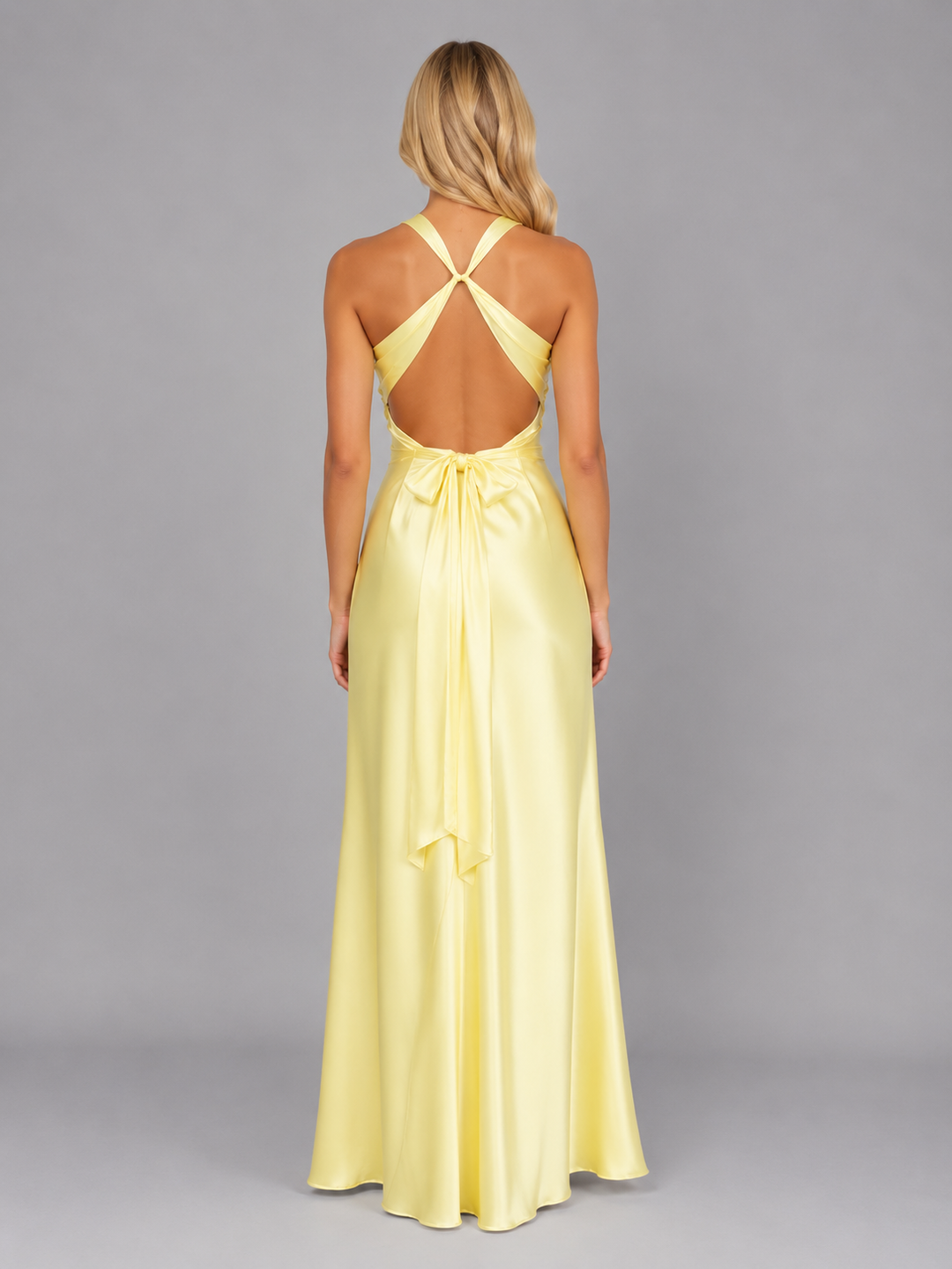 Women’s Halter Maxi Dress with Ruched Waist