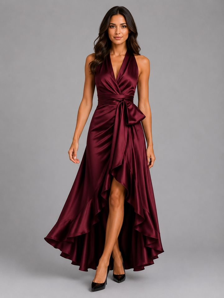 Women’s Halter Maxi Dress with Ruffle Hem